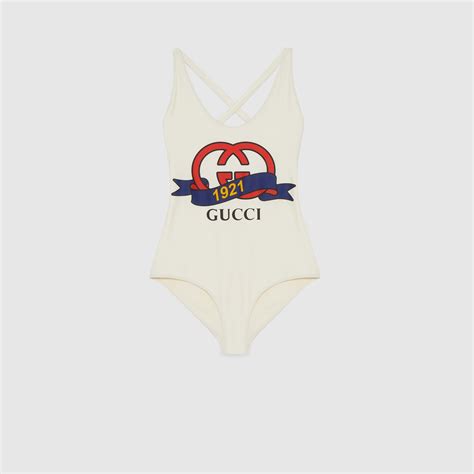 traje de baño gucci|Traje de baño de punto brillante inmarfil .